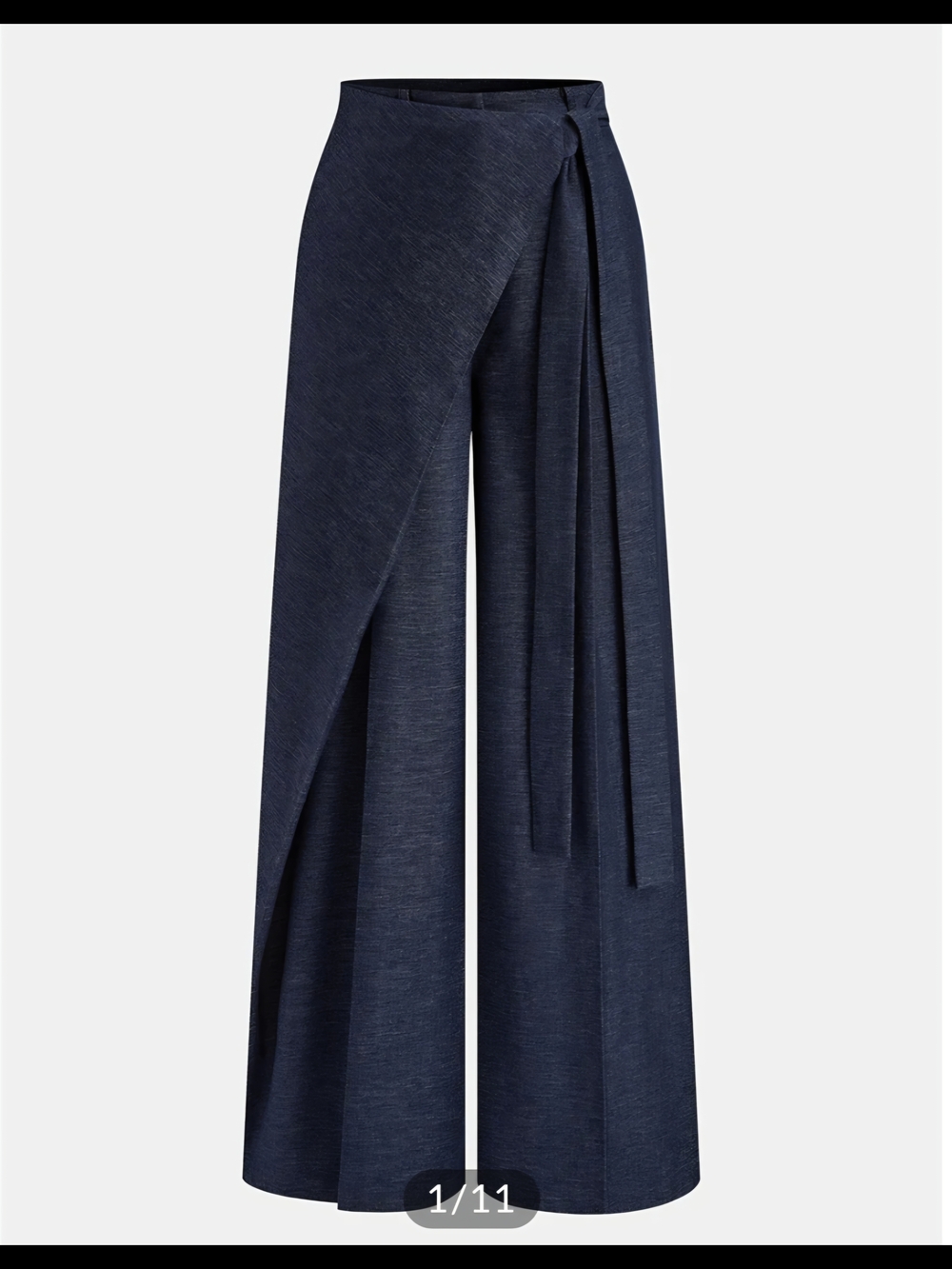 Commense Puddle Hem Asymmetric Wrap Wide-Leg Pants.